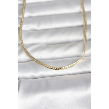 CM 14K Gold Renk Yassı Zincir Model 45 cm Kadın Kolye