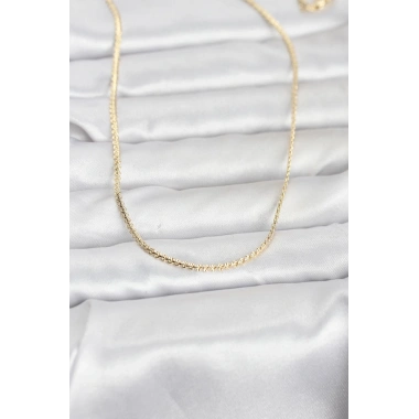 CM 14K Gold Renk Yassı Zincir Model 60 cm Kadın Kolye