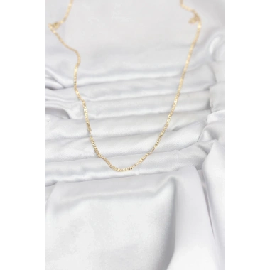 CM 14K Gold Renk Yassı Zincir Model 60 cm Kadın Kolye