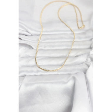 CM 14K Gold Renk Yassı Zincir Model 60 cm Kadın Kolye