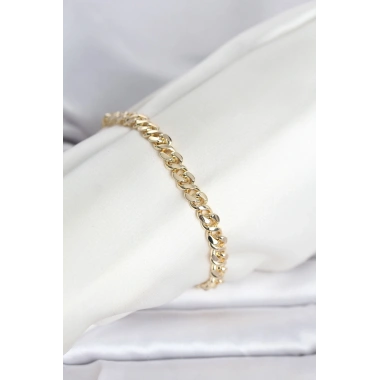 CM 14K Gold Renk Yassı Zincir Model Kadın Bileklik