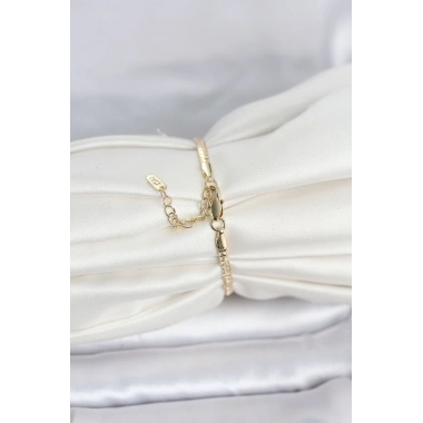 CM 14K Gold Renk Yassı Zincir Model Kadın Bileklik