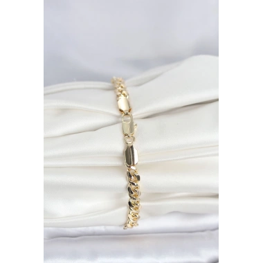 CM 14K Gold Renk Yassı Zincir Model Kadın Bileklik