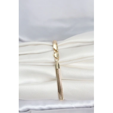 CM 14K Gold Renk Yassı Zincir Yılan Model Kadın Bileklik