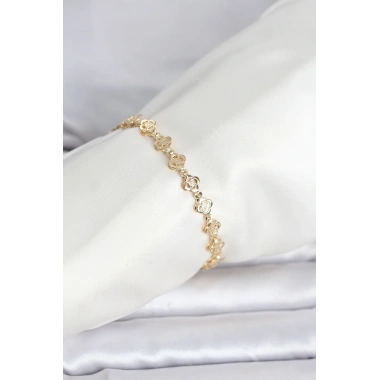 CM 14K Gold Renk Yonca Model Kadın Bileklik