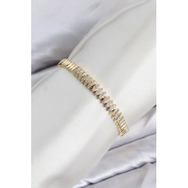 CM Arpa Model Zirkon Taşlı VIP Seri Gold Renk Pirinç Kadın Bileklik