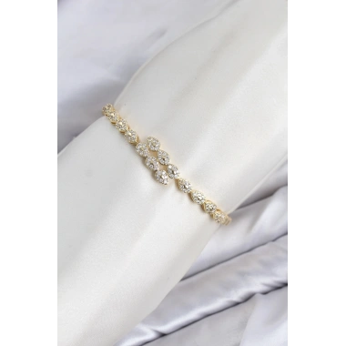 CM Damla Model Zirkon Taşlı VIP Seri Gold Renk Pirinç Kadın Bileklik