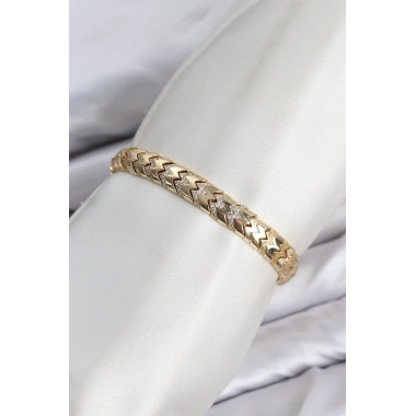 CM Kalın Yılan Model Zirkon Taşlı VIP Seri Gold Renk Pirinç Kadın Bileklik