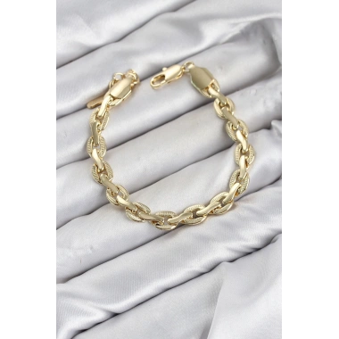 CM Kalın Zincir Model Gold Renk Pirinç Kadın Bileklik