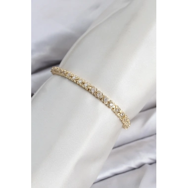 CM Model Zirkon Taşlı VIP Seri Gold Renk Pirinç Kadın Bileklik
