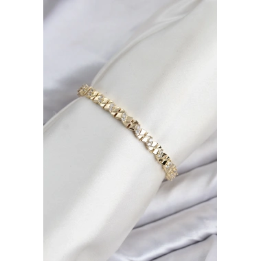 CM Model Zirkon Taşlı VIP Seri Gold Renk Pirinç Kadın Bileklik