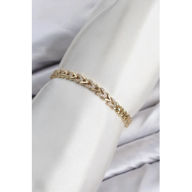 CM Model Zirkon Taşlı VIP Seri Gold Renk Pirinç Kadın Bileklik