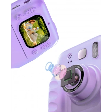 Çocuklar İçin Anında Baskılı Kamera HD Ekran 4 Rulo Kağıt 5 Kalem Set Hediyeli