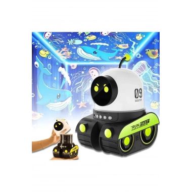 ÇOCUKLAR İÇİN EĞİTİCİ VE EĞLENCELİ ROBOT TEMALI PROJEKTÖR GECE LAMBASI