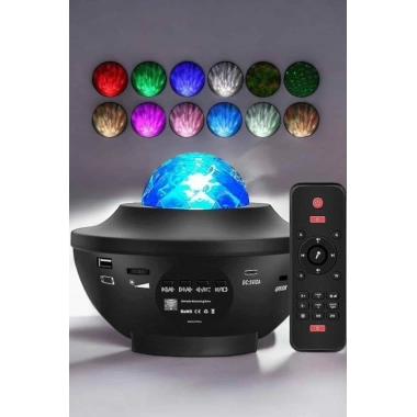 Çocuklara Özel Şarjlı Bluetooth Hoparlör Parti Led Lambası Yıldızlı Projeksiyon