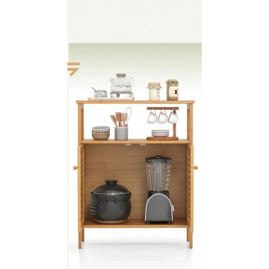 ÇOK AMAÇLI DOLAP AHŞAP BAMBU ORGANİZER RAFLI 66X33X85CM (5468)