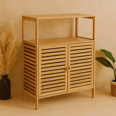 ÇOK AMAÇLI DOLAP AHŞAP BAMBU ORGANİZER RAFLI 66X33X85CM (5468)