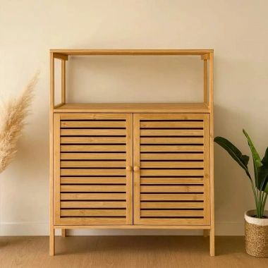 ÇOK AMAÇLI DOLAP AHŞAP BAMBU ORGANİZER RAFLI 66X33X85CM (5468)
