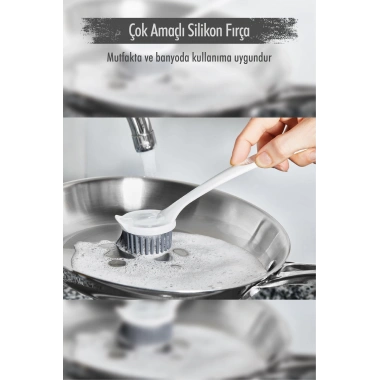 Çok Amaçlı Silikon Bulaşık Yıkama & Lavabo Temizleme & Mutfak Tezgahı Temizleme Fırçası