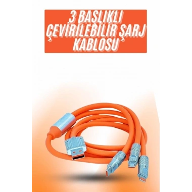 Çoklu Şarj Kablosu USB Type-C İOS Uyumlu 120W Hızlı Şarj Kablosu