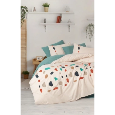 Cotton Box Puff Nakışlı Ranforce Çift Kişilik Nevresim Takımı Gaja Mint