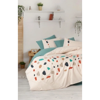 Cotton Box Puff Nakışlı Ranforce Çift Kişilik Nevresim Takımı Gaja Mint