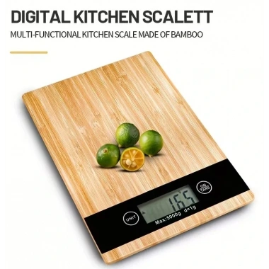 Crown Dijital Hassas Mutfak Tartısı - Terazisi-Hassas Ölçüm 5kg Bambu Görünümlü (5468)