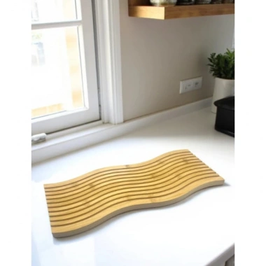 Dalgalı Çift Taraf Tasarımlı Ahşap Sunum Tepsisi