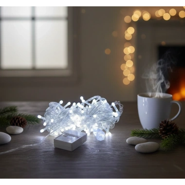 Damla Uçlu Beyaz Işık Şeffaf Kablo  10m 100 Led