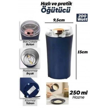 Dayanıklı Paslanmaz Çelik Kolay Kullanım Kahve Ve Baharat Öğütücü