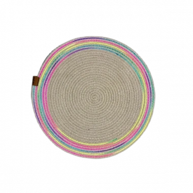 DecoHandy 39cm Neon Renkli Şeritli Jüt Örme Supla Amerikan Servis