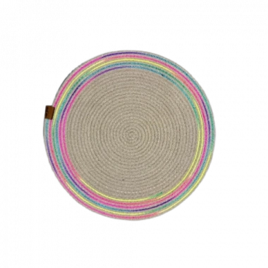 DecoHandy 39cm Neon Renkli Şeritli Jüt Örme Supla Amerikan Servis