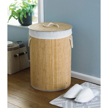 DecoHandy Yuvarlak Bambu Kirli Sepeti