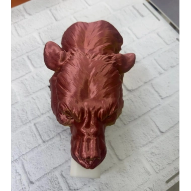 Dekoratif Asılabilir Jaguar Başı 3D Duvar Heykeli Gold Red 20x16 cm