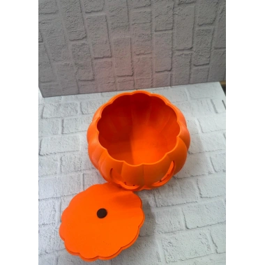 Dekoratif Balkabağı Şekerlik 21×15 cm Kapaklı Turuncu Kutu