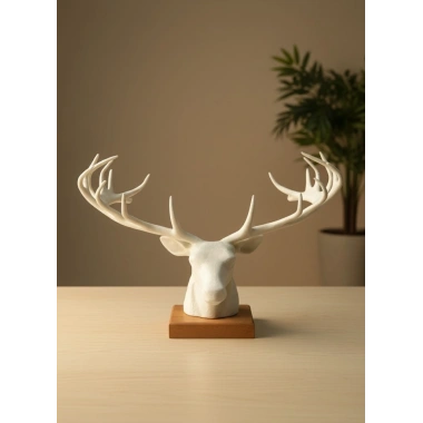 Dekoratif Geyik Başı Heykel 25 cm Modern Minimal Tasarım