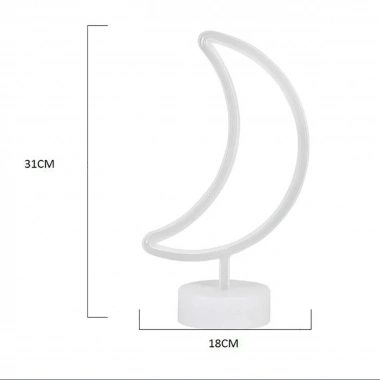 Dekoratif Pilli Ay Tasarımlı 3D Neon Led Masa Ve Gece Lambası (5468)