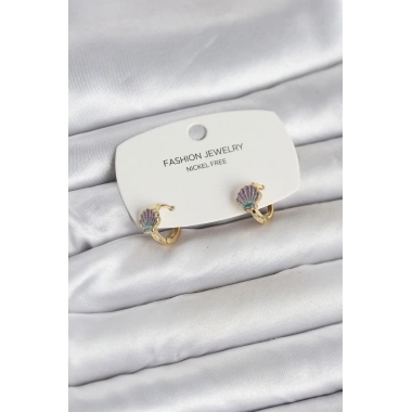 Deniz Kabuğu Model Gold Pirinç Çocuk Küpe