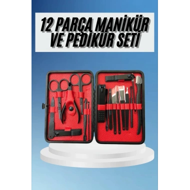 Deri Çantalı Siyah Paslanmaz Çelik 17 Parça Manikür Pedikür Seti