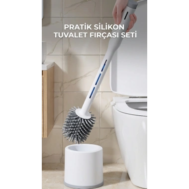 Deterjan Hazneli Silikon Tuvalet Fırçası Temizlik Seti