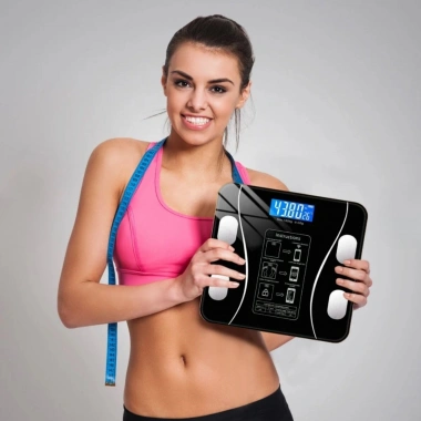 Dijital Baskül Yağ Ölçer Fonksiyonlu Akıllı Baskül Bluetooth Bağlantılı Tartı (5468)