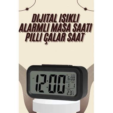 Dijital Masa Saati Termometreli Takvim Çalar Saat Led Ekran Pilli