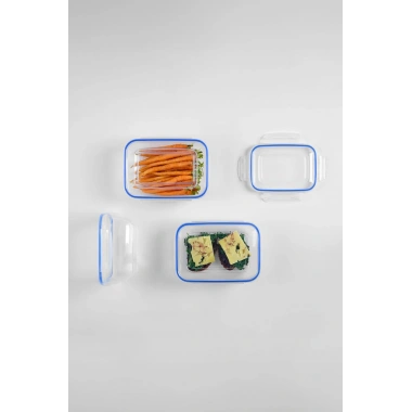 Dikdörtgen 10 Parça Contalı Vakumlu Sızdırmaz Hava Almaz Saklama Kabı Seti 2x(4000/2300/1400/900/400 Ml)