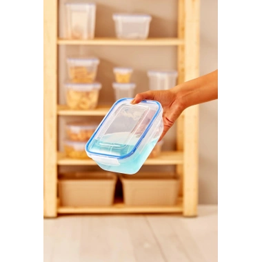 Dikdörtgen 5 Parça Contalı Vakumlu Sızdırmaz Hava Almaz Saklama Kabı Seti (4000/2300/1400/900/400 Ml)