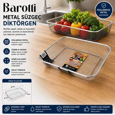 DİKDÖRTGEN -TEL SEPET METAL SÜZGEÇ (5468)