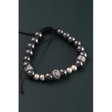 Doğal Taş X Model Antrasit Renk Asansörlü Erkek Bileklik