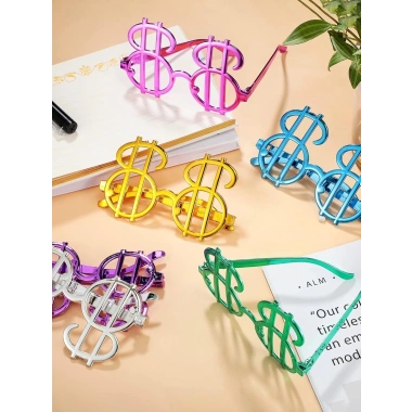 Dolar Şekilli Metalize Parti Gözlüğü 6 Adet