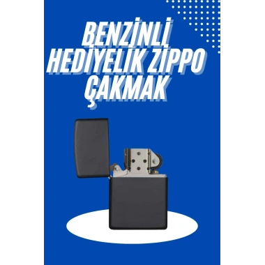 Doldurulabilir Siyah Benzinli Çakmak Metalik