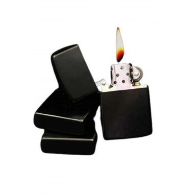 Doldurulabilir Siyah Benzinli Çakmak Metalik