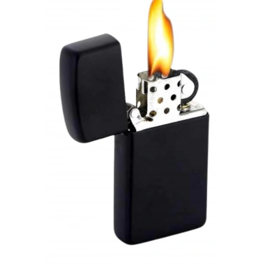 Doldurulabilir Siyah Benzinli Çakmak Metalik